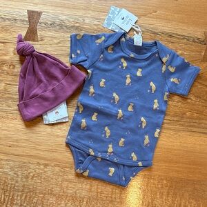 kate quinn Bundle Short Sleeve Lap Neck Body Suit & Knotted Hat